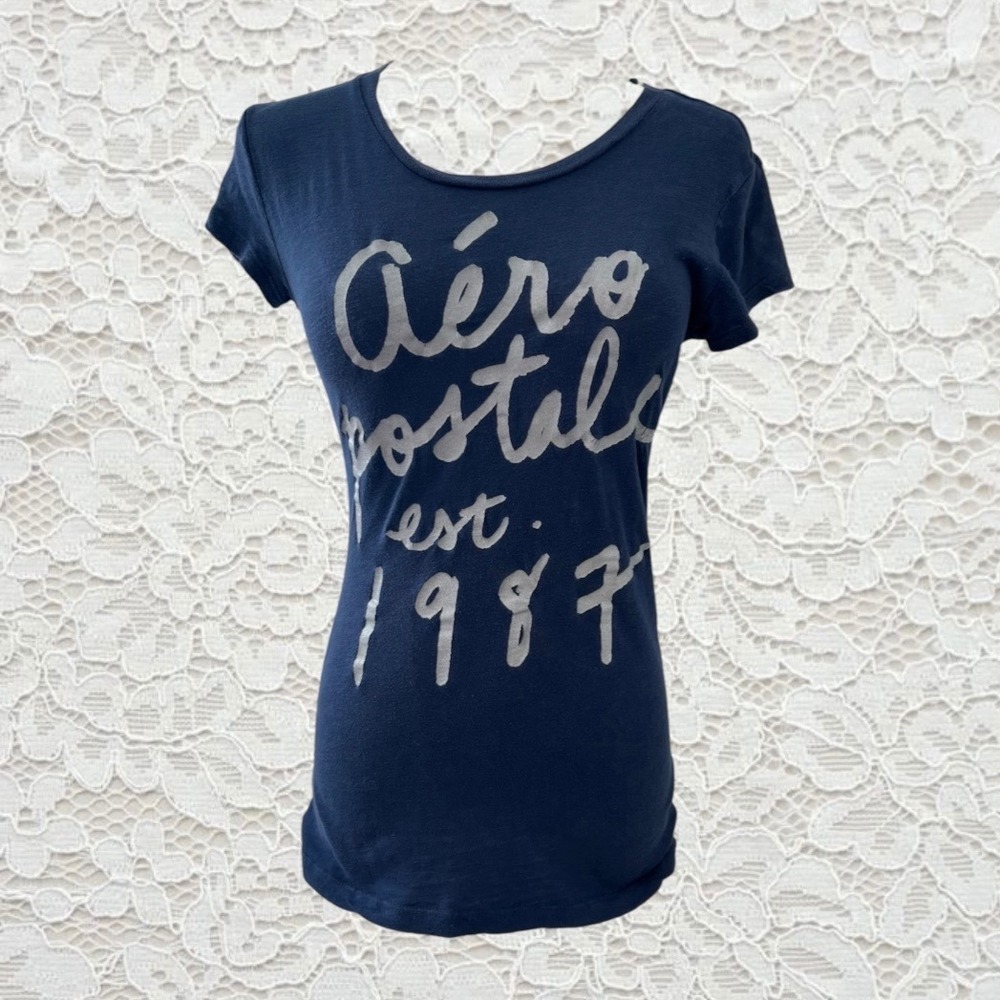vintage aeropostale navy blue short sleeve top